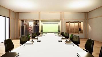 Office business - beautiful japanroom meeting room and conference table, modern style. 3D rendering photo