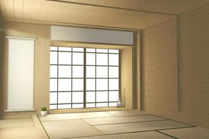 Empty big room Japanese tropical style. 3D rendering photo