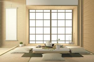 Tropical interior design with sofa for living room japanese style. 3D rendering photo