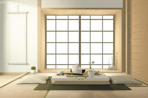 Tropical interior design with sofa for living room japanese style. 3D rendering photo