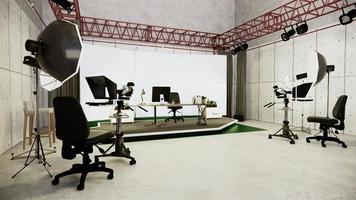 Studio - Modern Film Studio with white Screen. 3D rendering photo