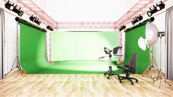 Studio - Modern Film Studio with white Screen. 3D rendering photo