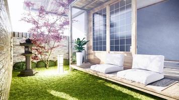Japanese garden tropical exterior design japan style.3D rendering photo