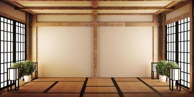 mock up, Japanese empty room tatami mat Designing the most beautiful. 3D rendering photo