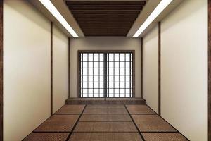 maqueta, alfombra de tatami de habitación vacía japonesa que diseña el más hermoso. Representación 3d