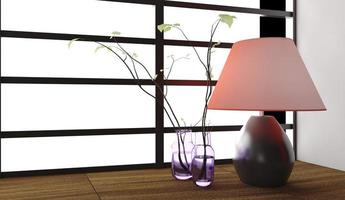 Lamp and vase decoration Japanese style. 3d rendering photo