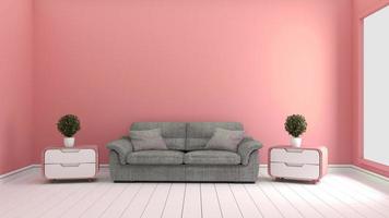 Pink room -Beautiful room, Empty room , Modern bright interior. 3D rendering photo