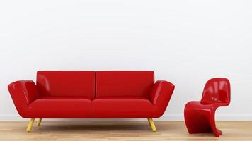 Red Sofa and Chair. 3D rendering photo