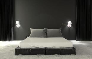 Bedroom Modern interior - room dark style. 3D rendering photo