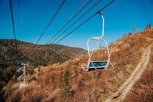 Ski lift in beautiful mountains. Mount Zakhar Berkut. Ukraine. Attractions. photo