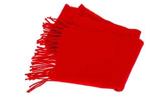 Red textile scarf isolated on white background. photo