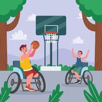 atleta de baloncesto discapacitado se une a los juegos paralímpicos vector