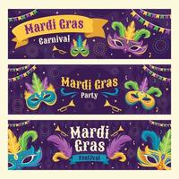 banner del festival de máscaras de mardi gras vector