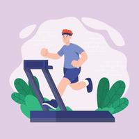 A Man Doing Workout using Treadmill vector