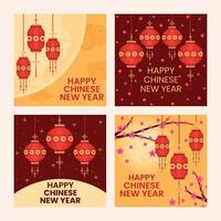 Chinese Lantern Social Media Post Template vector