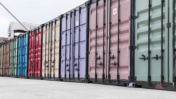 logistic center with colorful storage container photo