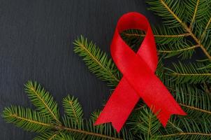 World AIDS Day, red ribbon, symbol. Studio Photo. photo