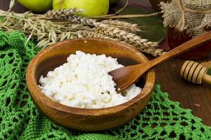 Fresh homemade diet cottage cheese, healthy nutrition, dairy products. photo