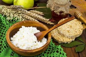 Fresh homemade diet cottage cheese, healthy nutrition, dairy products. photo