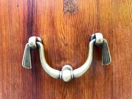 Antique vintage door with metal handle. photo