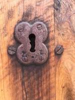 Antique vintage door with metal handle. photo. photo