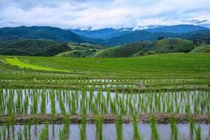 Landscape field on mountain. During the rainy season. The village in the countryside.