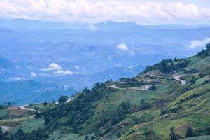 Mountain view Village in the valley In the morning Asia Tropical. Phu tubberk Thailand photo