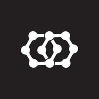 linked hexagonal dots simple logo vector
