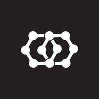 linked hexagonal dots simple logo vector