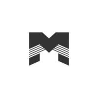 letter m stripes geometric logo vector