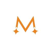 letter m star golden jewels symbol logo vector