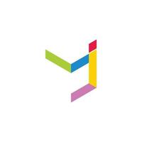 vector of abstract letter mj simple geometric colorful logo