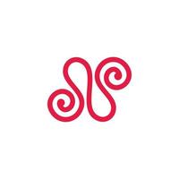 abstract letter n loop spiral shape lines art symbol logo vector