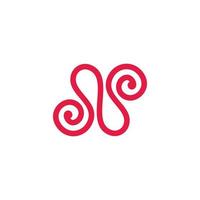 abstract letter n loop spiral shape lines art symbol logo vector