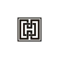 letter hh simple linked maze geometric line logo vector