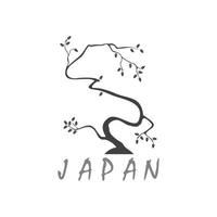 symbol vector of simple japan bonsai tree hand drawn design