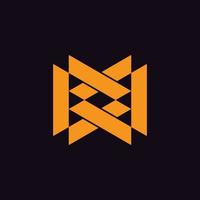letter mw linked triangle geometric logo vector