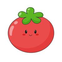 Cute kawaii tomato character. Flat cartoon illustration, icon, logo, sticker isolated on white background. vector