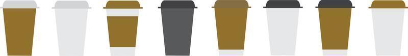 Set paper coffee cups on white background. vector mockup, stock vector.