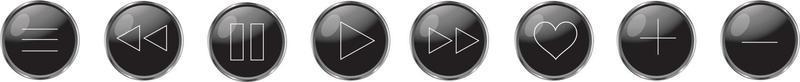 Online music player vector buttons. 3d modern design ui play stop button. Neomorphism graphic interface isolated button set. Video app click icons on white background. Playlist control signs.