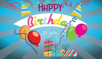 Happy birthday text with party element vector