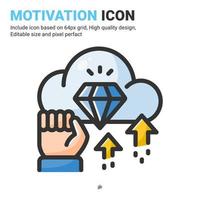 Motivation icon vector with outline color style isolated on white background. Vector illustration target, goals sign symbol icon concept for business, finance, industry, company, apps, web and project