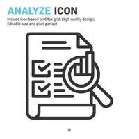 Analyze icon vector with outline style isolated on white background. Vector illustration analytic, report sign symbol icon concept for business, finance, industry, company, apps, web and project