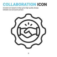 Collaboration icon vector with outline style isolated on white background. Vector illustration teamwork, contribution sign symbol icon concept for business, finance, industry, apps and project