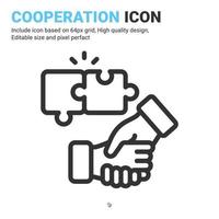 Cooperation icon vector with outline style isolated on white background. Vector illustration partnership sign symbol icon concept for business, finance, industry, company, apps, web and project