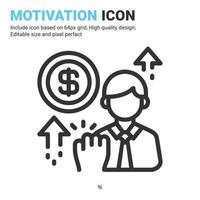 vector de icono de motivación con estilo de contorno aislado sobre fondo blanco. metas de ilustración vectorial, concepto de icono de símbolo de signo de espíritu para negocios, finanzas, industria, empresa, aplicaciones, web y proyecto