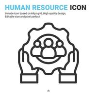 Human resources icon vector with outline style isolated on white background. Vector illustration worker, employee, laborer sign symbol icon concept for business, finance, industry and project