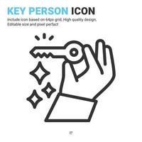 Key employee icon vector with outline style isolated on white background. Vector illustration key person sign symbol icon concept for business, finance, industry, company, apps, web and project