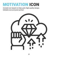 Motivation icon vector with outline style isolated on white background. Vector illustration target, goals sign symbol icon concept for business, finance, industry, company, apps, web and project