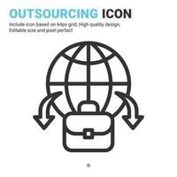 Outsourcing icon vector with outline style isolated on white background. Vector illustration outsource sign symbol icon concept for business, finance, industry, company, apps, web and project